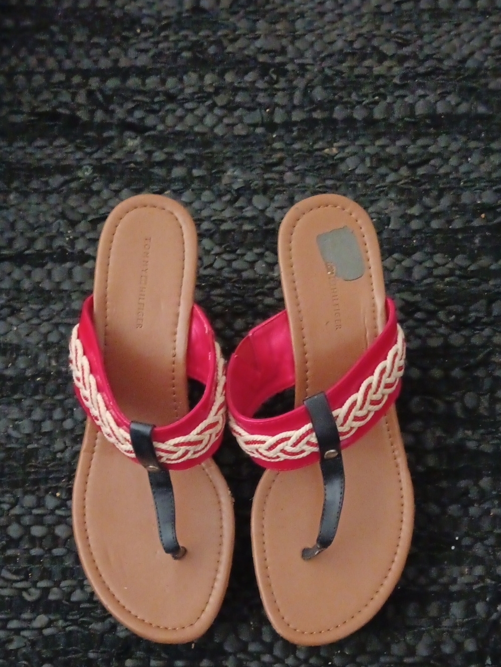 Tommy Hilfiger Red Braided Thong Sandals 9M